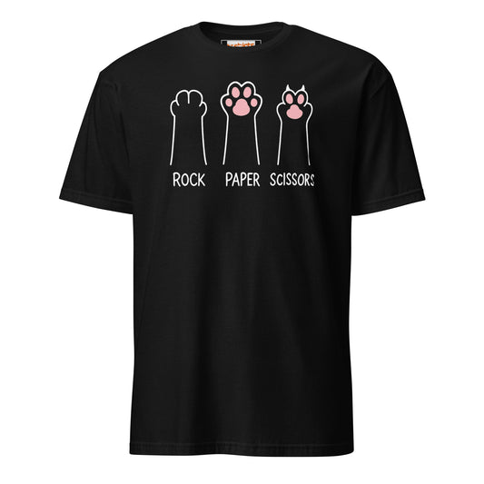 Rock Paper Scissors T-Shirt | Cat Tee - Black - T-Shirts Online