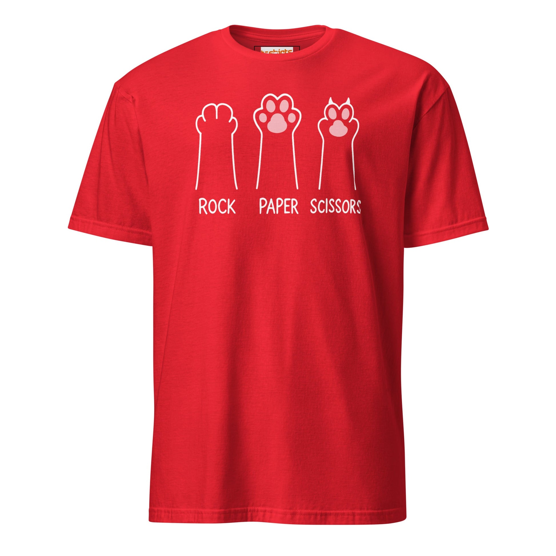 Rock Paper Scissors T-Shirt | Cat Tee - Red - T-Shirts Online
