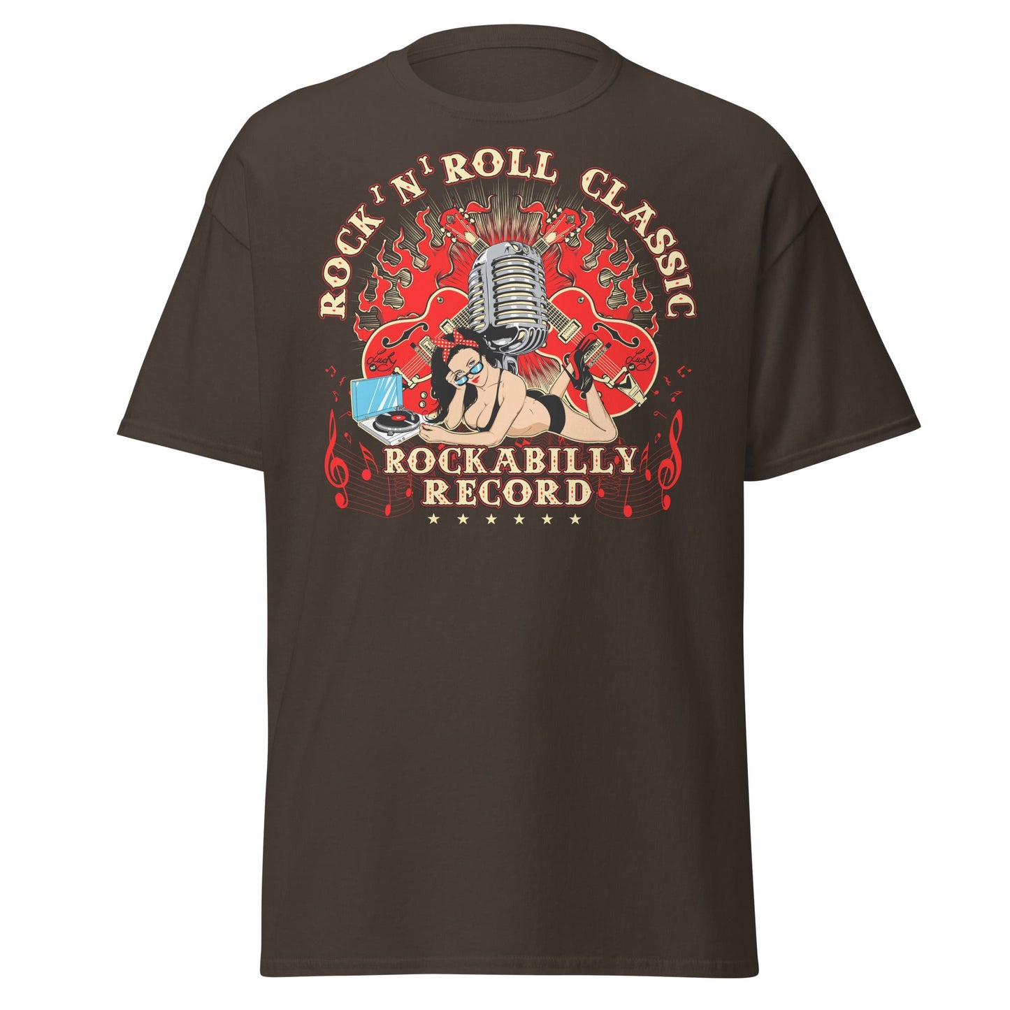 Rockabilly Pin - Up Girl Classic T-Shirt - Dark Chocolate - T-Shirts Online