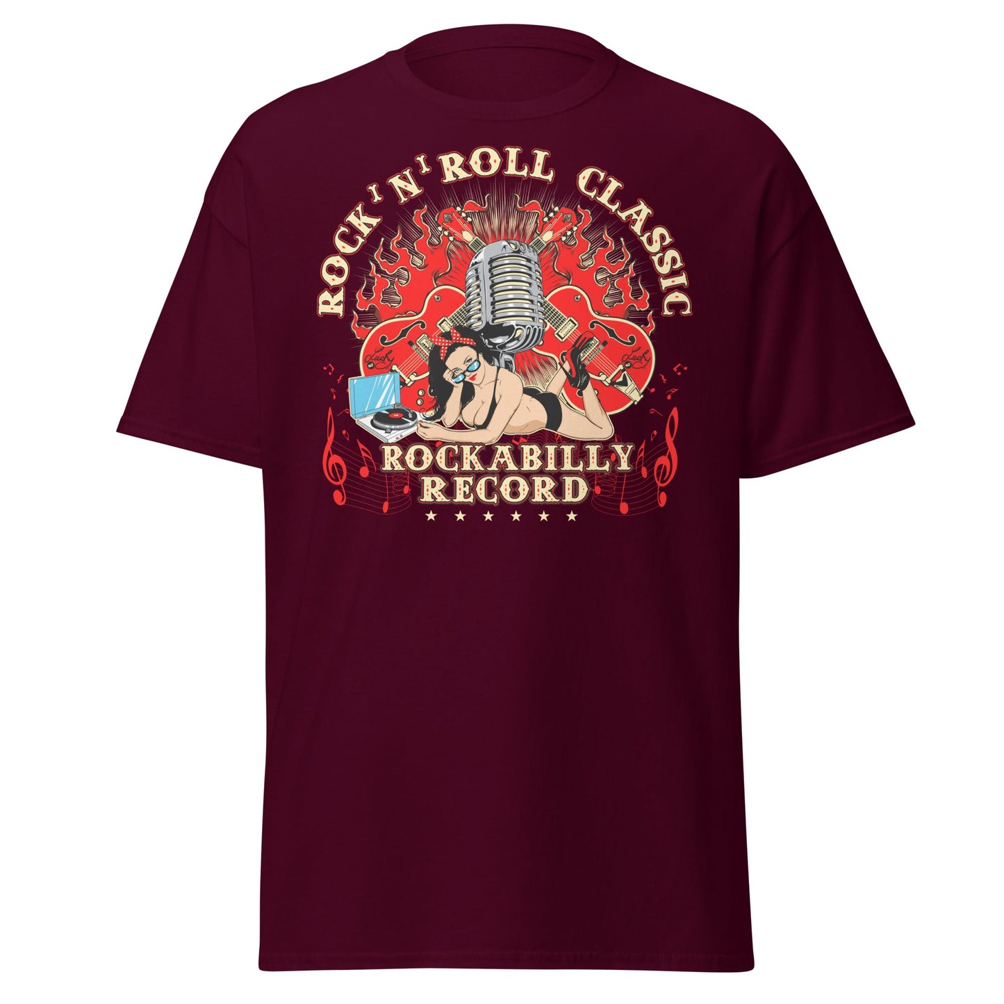 Rockabilly Pin - Up Girl Classic T-Shirt - Maroon - T-Shirts Online