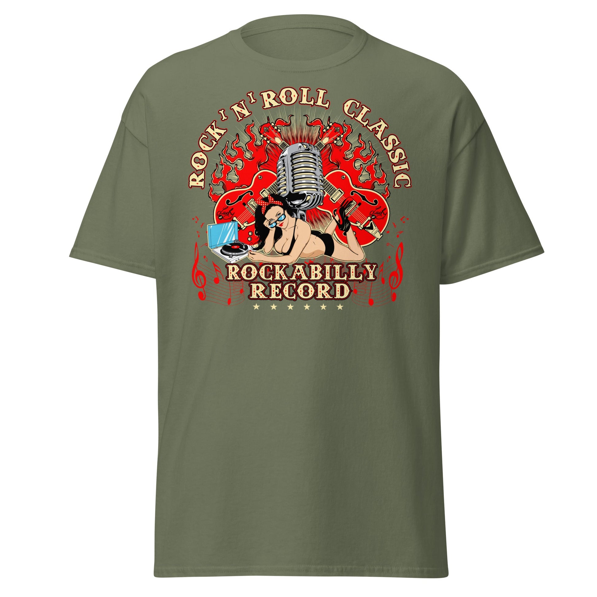 Rockabilly Pin - Up Girl Classic T-Shirt - Military Green - T-Shirts Online