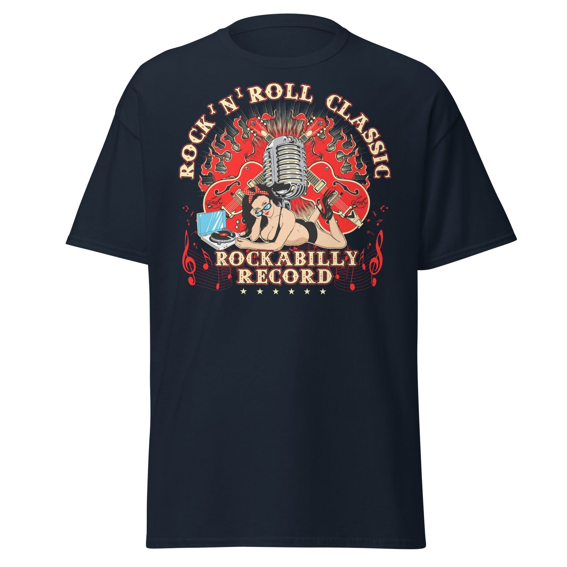 Rockabilly Pin - Up Girl Classic T-Shirt - Navy - T-Shirts Online