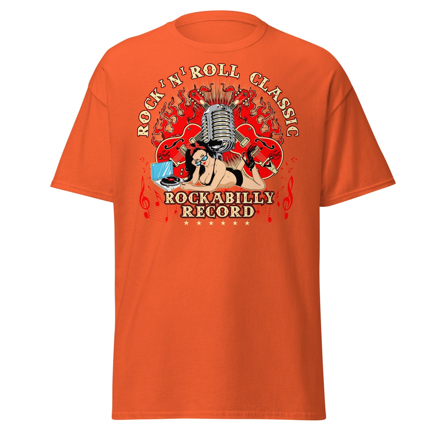 Rockabilly Pin - Up Girl Classic T-Shirt - Orange - T-Shirts Online