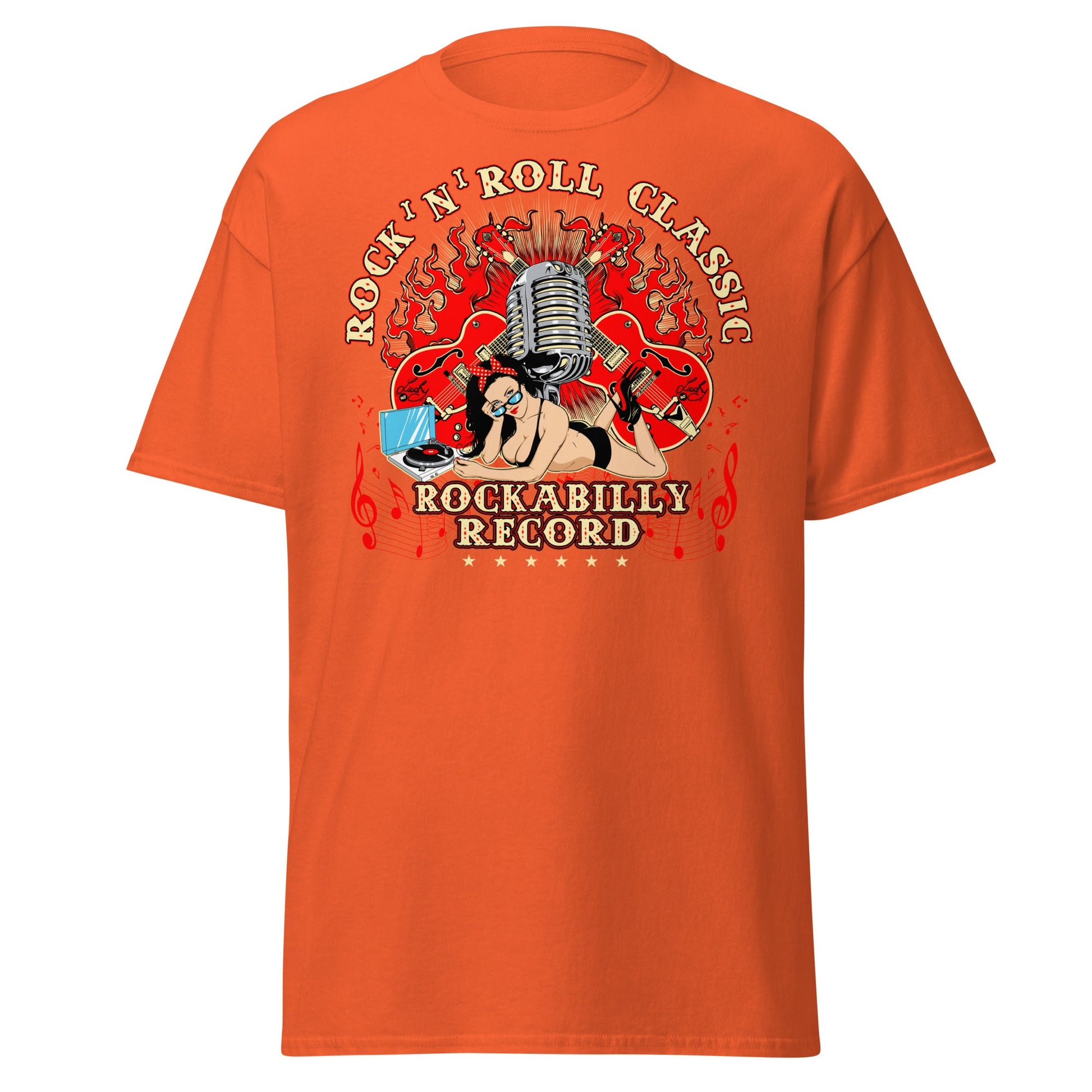 Rockabilly Pin - Up Girl Classic T-Shirt - Orange - T-Shirts Online