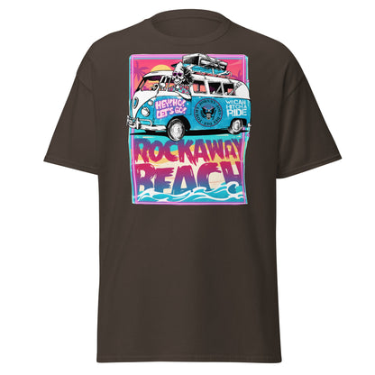 Rockaway Beach Van T-Shirt – Retro Surf Skull Design - Dark Chocolate - T-Shirts Online