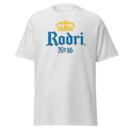 Rodri No. 16 Football Beer Parody T-Shirt | Midfield King Tee - Ash - T-Shirts Online