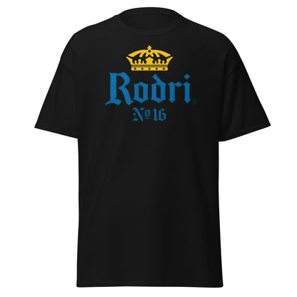Rodri No. 16 Football Beer Parody T-Shirt | Midfield King Tee - Black - T-Shirts Online