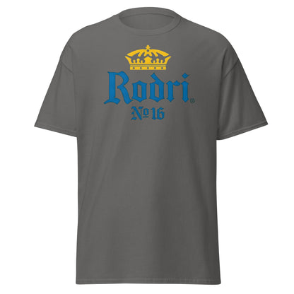 Rodri No. 16 Football Beer Parody T-Shirt | Midfield King Tee - Charcoal - T-Shirts Online