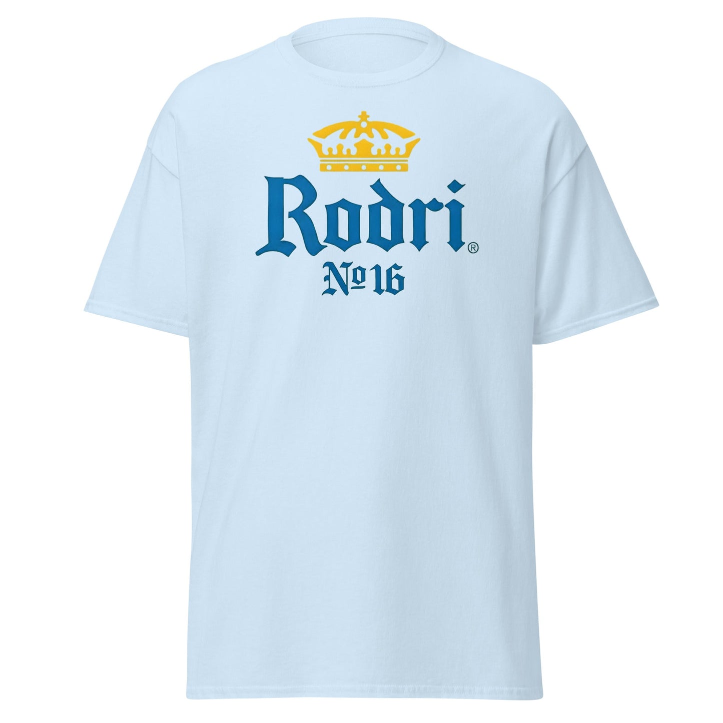 Rodri No. 16 Football Beer Parody T-Shirt | Midfield King Tee - Light Blue - T-Shirts Online
