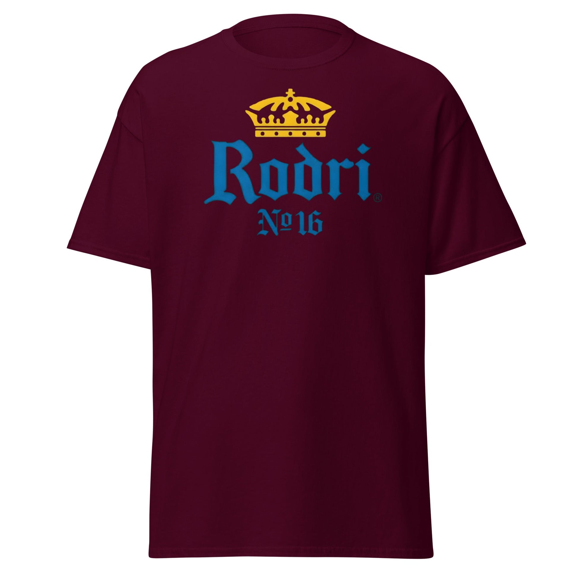Rodri No. 16 Football Beer Parody T-Shirt | Midfield King Tee - Maroon - T-Shirts Online