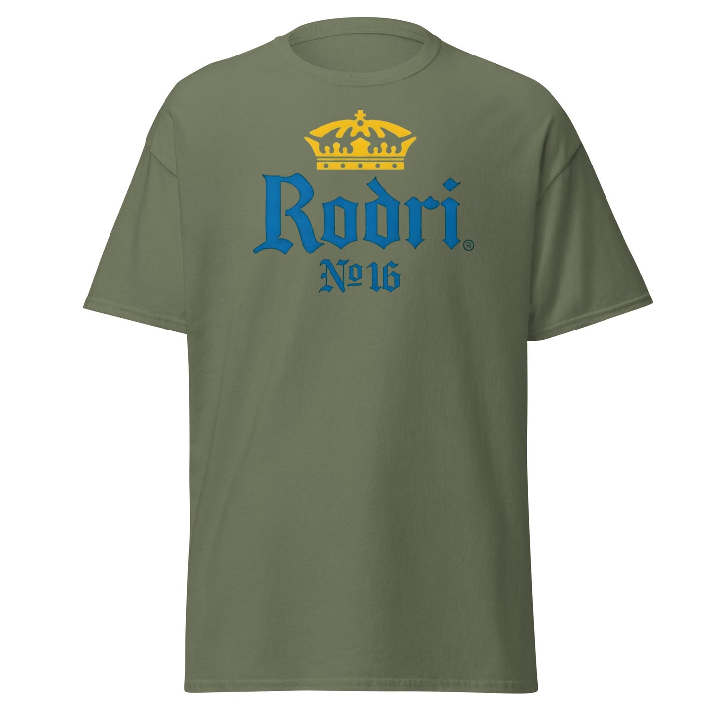 Rodri No. 16 Football Beer Parody T-Shirt | Midfield King Tee - Military Green - T-Shirts Online