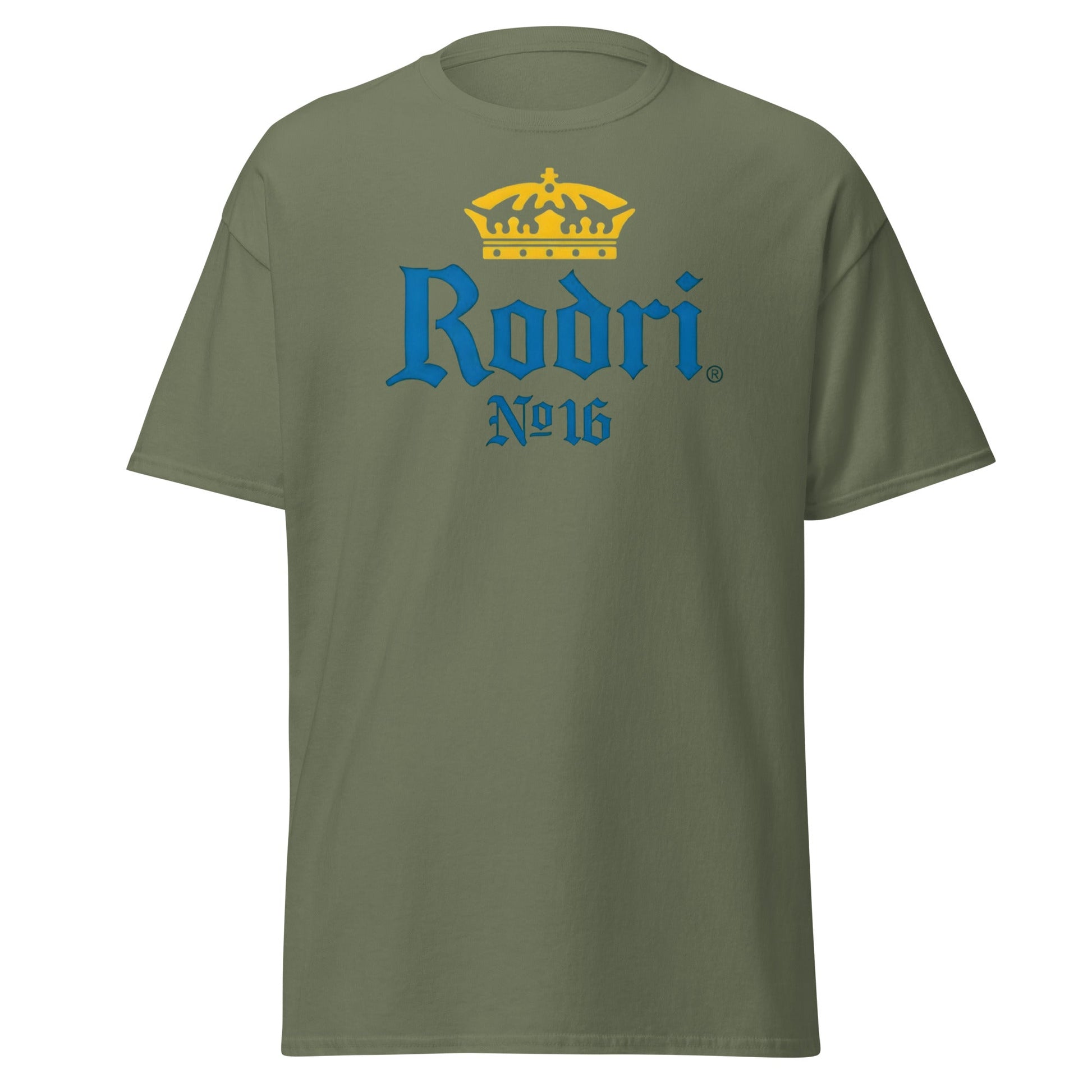 Rodri No. 16 Football Beer Parody T-Shirt | Midfield King Tee - Military Green - T-Shirts Online