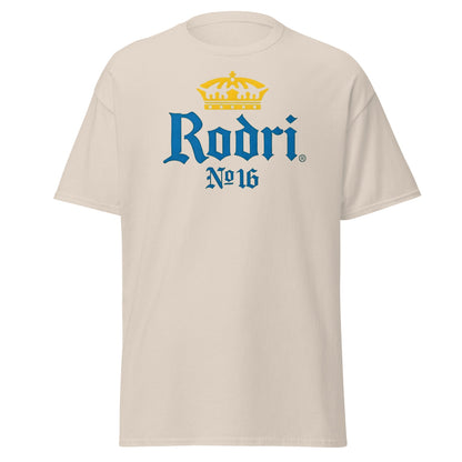 Rodri No. 16 Football Beer Parody T-Shirt | Midfield King Tee - Natural - T-Shirts Online