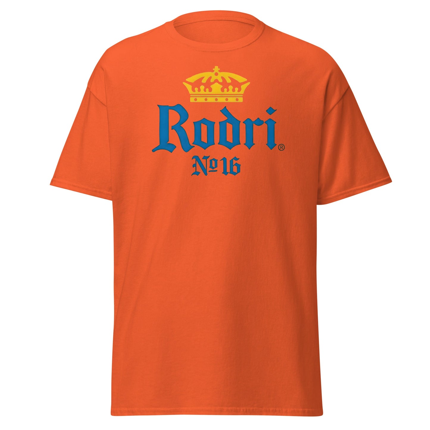 Rodri No. 16 Football Beer Parody T-Shirt | Midfield King Tee - Orange - T-Shirts Online
