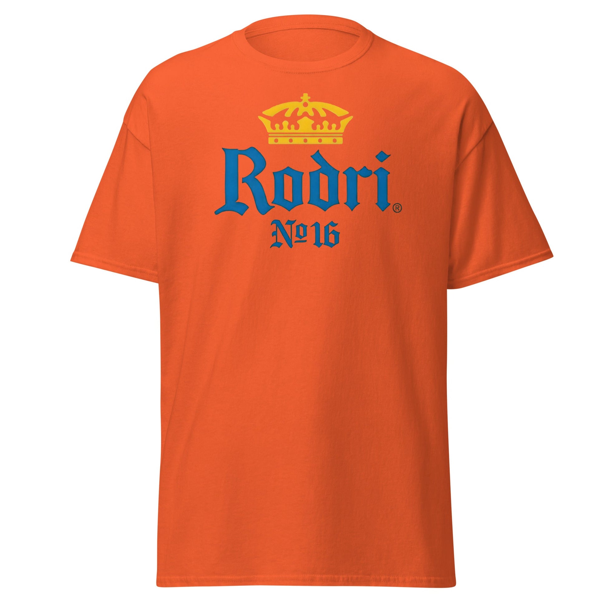 Rodri No. 16 Football Beer Parody T-Shirt | Midfield King Tee - Orange - T-Shirts Online