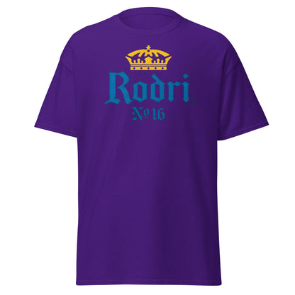 Rodri No. 16 Football Beer Parody T-Shirt | Midfield King Tee - Purple - T-Shirts Online