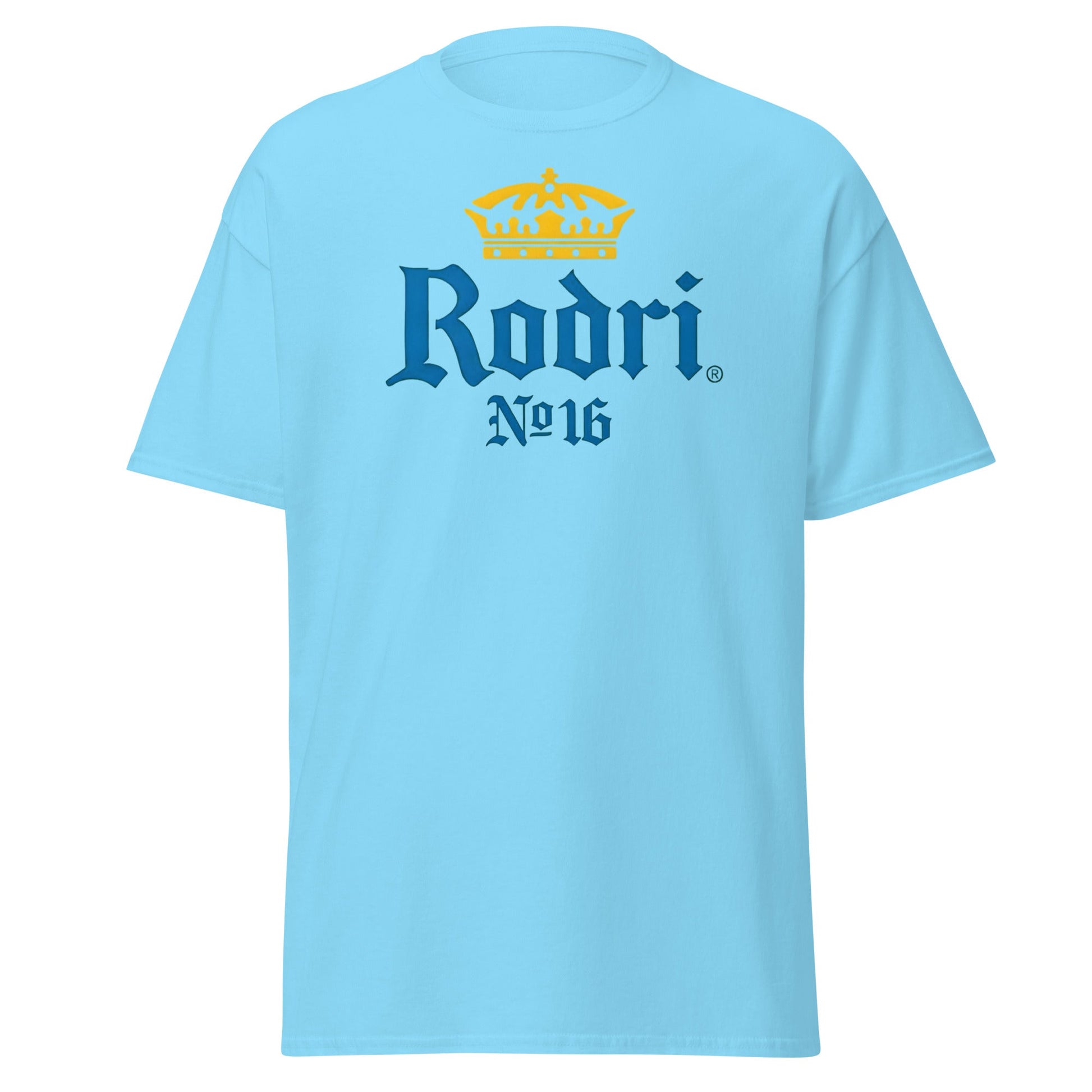 Rodri No. 16 Football Beer Parody T-Shirt | Midfield King Tee - Sky - T-Shirts Online