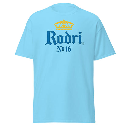 Rodri No. 16 Football Beer Parody T-Shirt | Midfield King Tee - Sky - T-Shirts Online