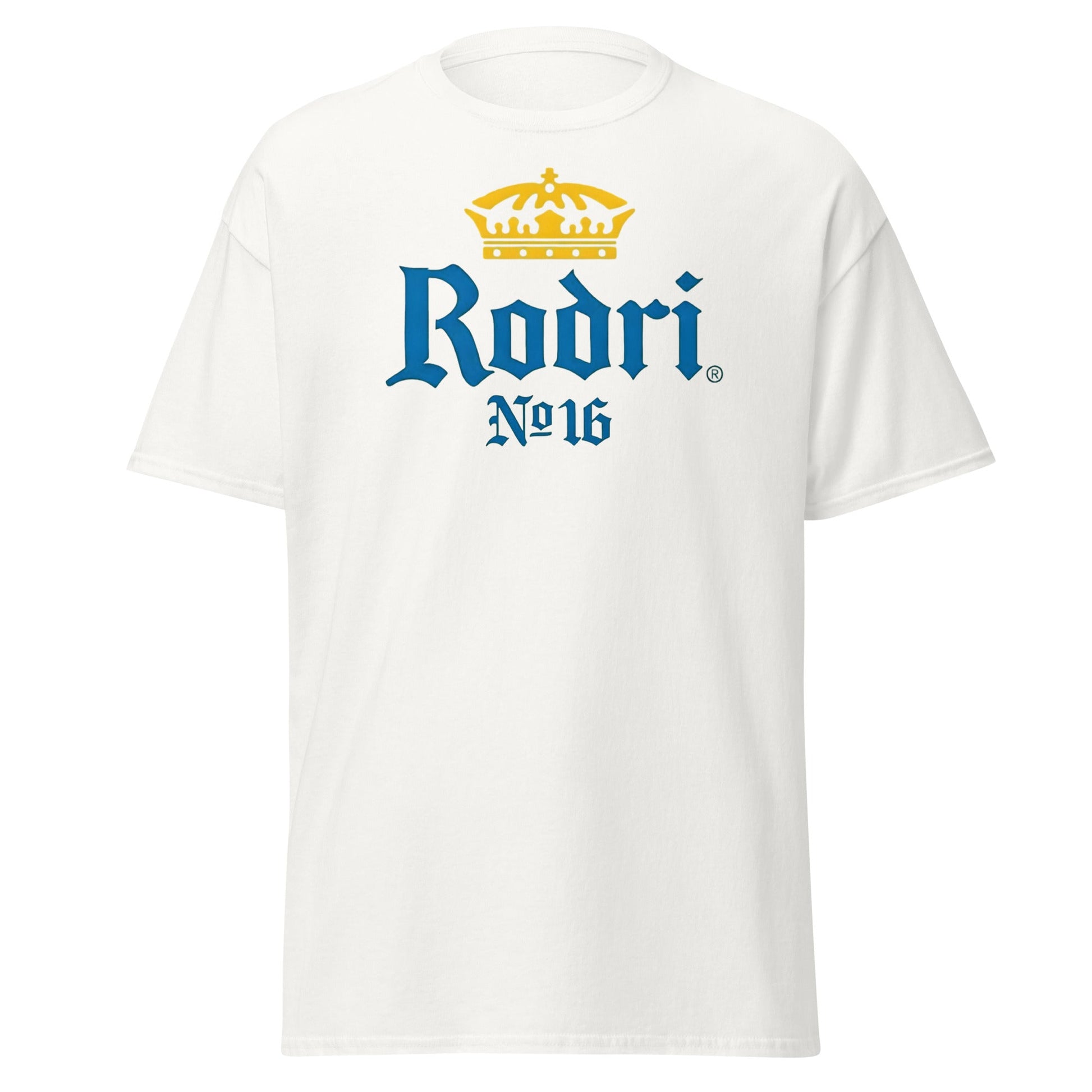 Rodri No. 16 Football Beer Parody T-Shirt | Midfield King Tee - White - T-Shirts Online