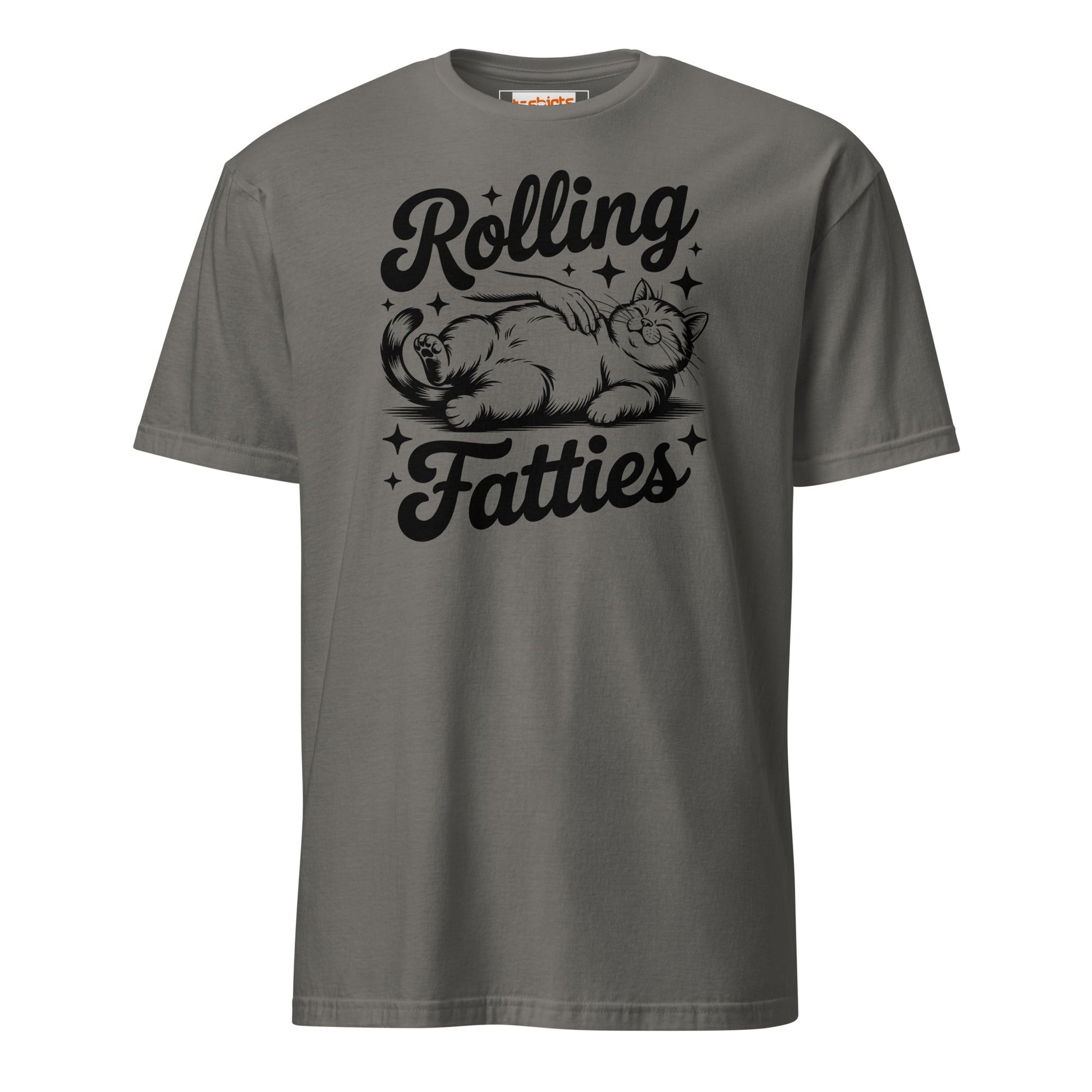 Rolling Fatties T-Shirt | Funny Cat T-Shirt - Charcoal - T-Shirts Online