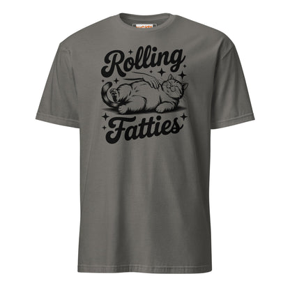 Rolling Fatties T-Shirt | Funny Cat T-Shirt - Charcoal - T-Shirts Online