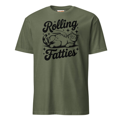 Rolling Fatties T-Shirt | Funny Cat T-Shirt - Military Green - T-Shirts Online