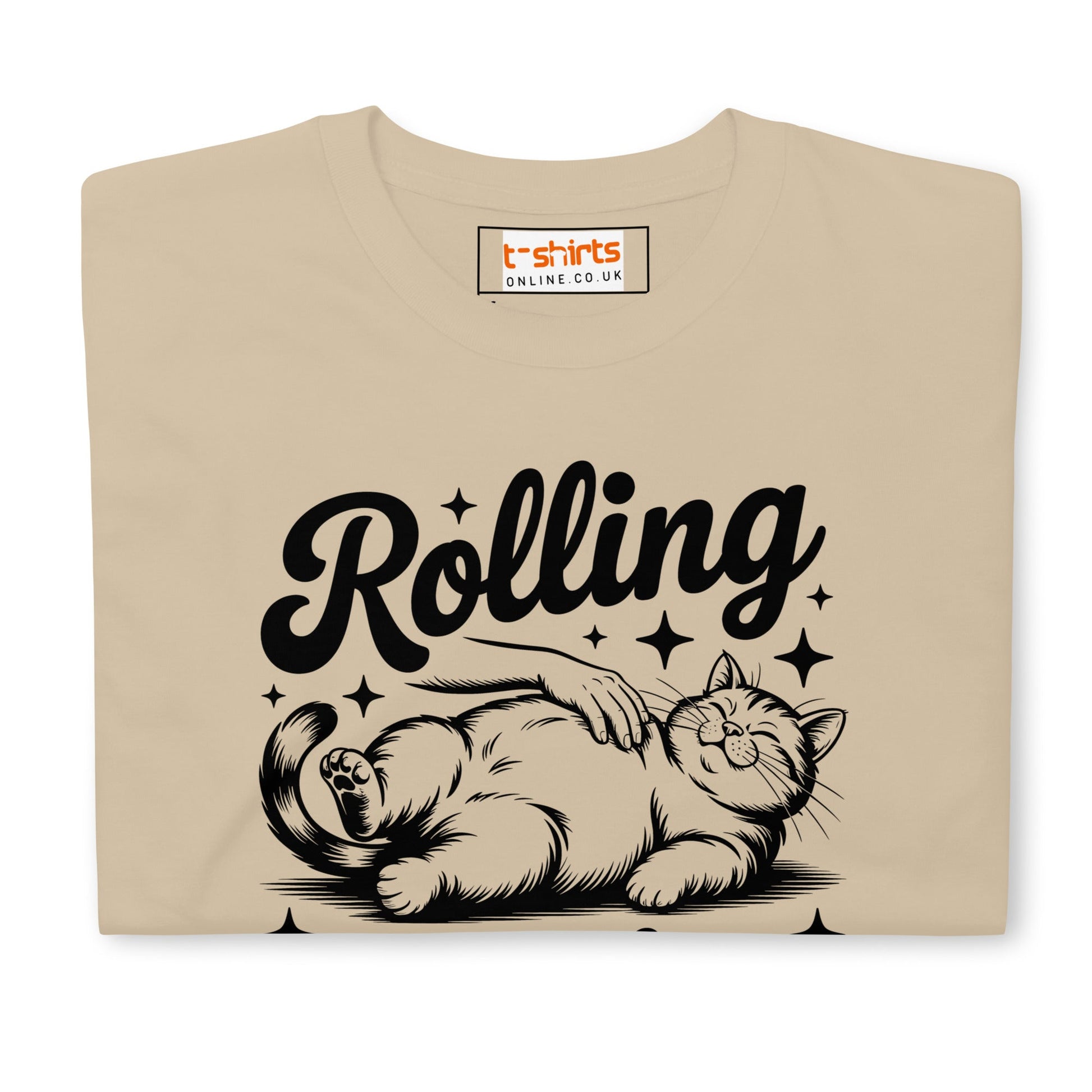 Rolling Fatties T-Shirt | Funny Cat T-Shirt - Sand - T-Shirts Online
