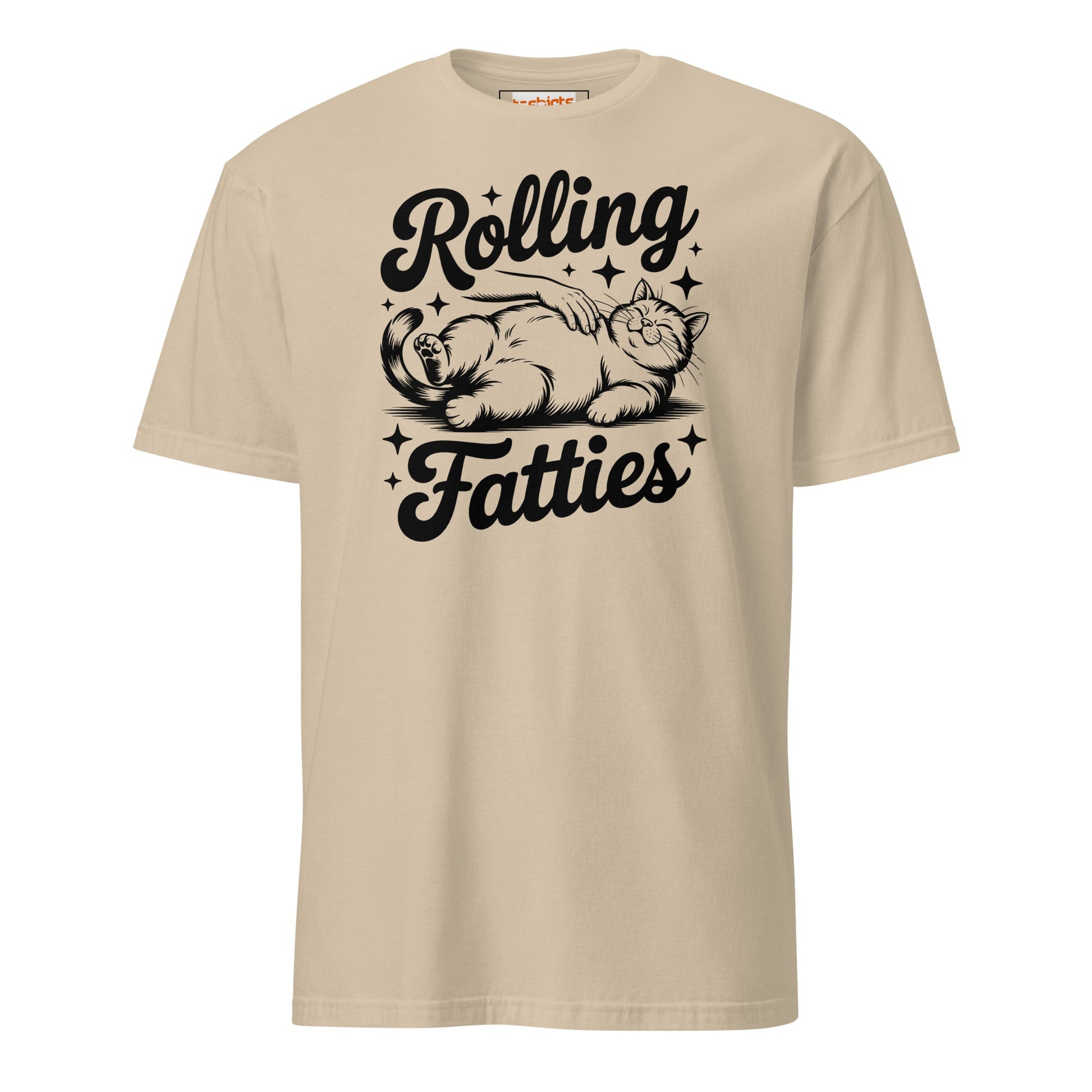 Rolling Fatties T-Shirt | Funny Cat T-Shirt - Sand - T-Shirts Online
