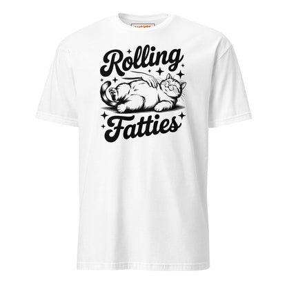 Rolling Fatties T-Shirt | Funny Cat T-Shirt - White - T-Shirts Online