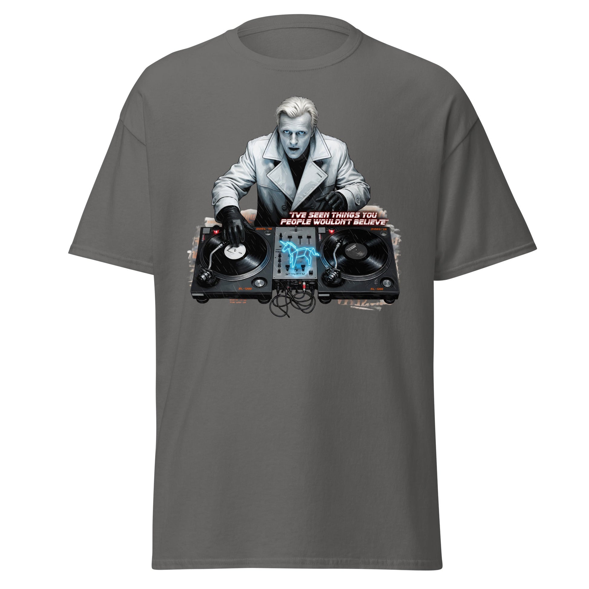 Roy Batty DJ Blade Runner Parody T-Shirt - Tears in Rain Tee - Charcoal - T-Shirts Online