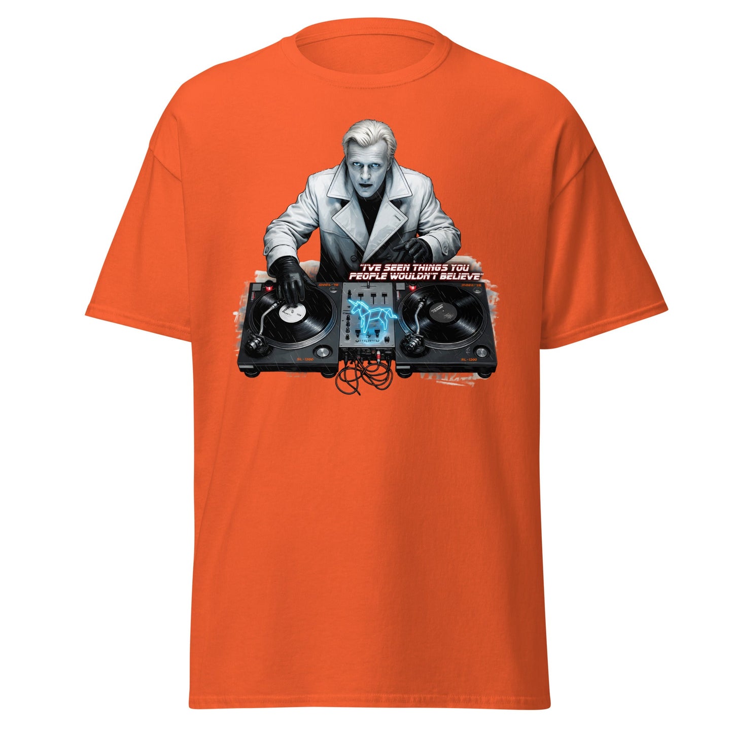 Roy Batty DJ Blade Runner Parody T-Shirt - Tears in Rain Tee - Orange - T-Shirts Online