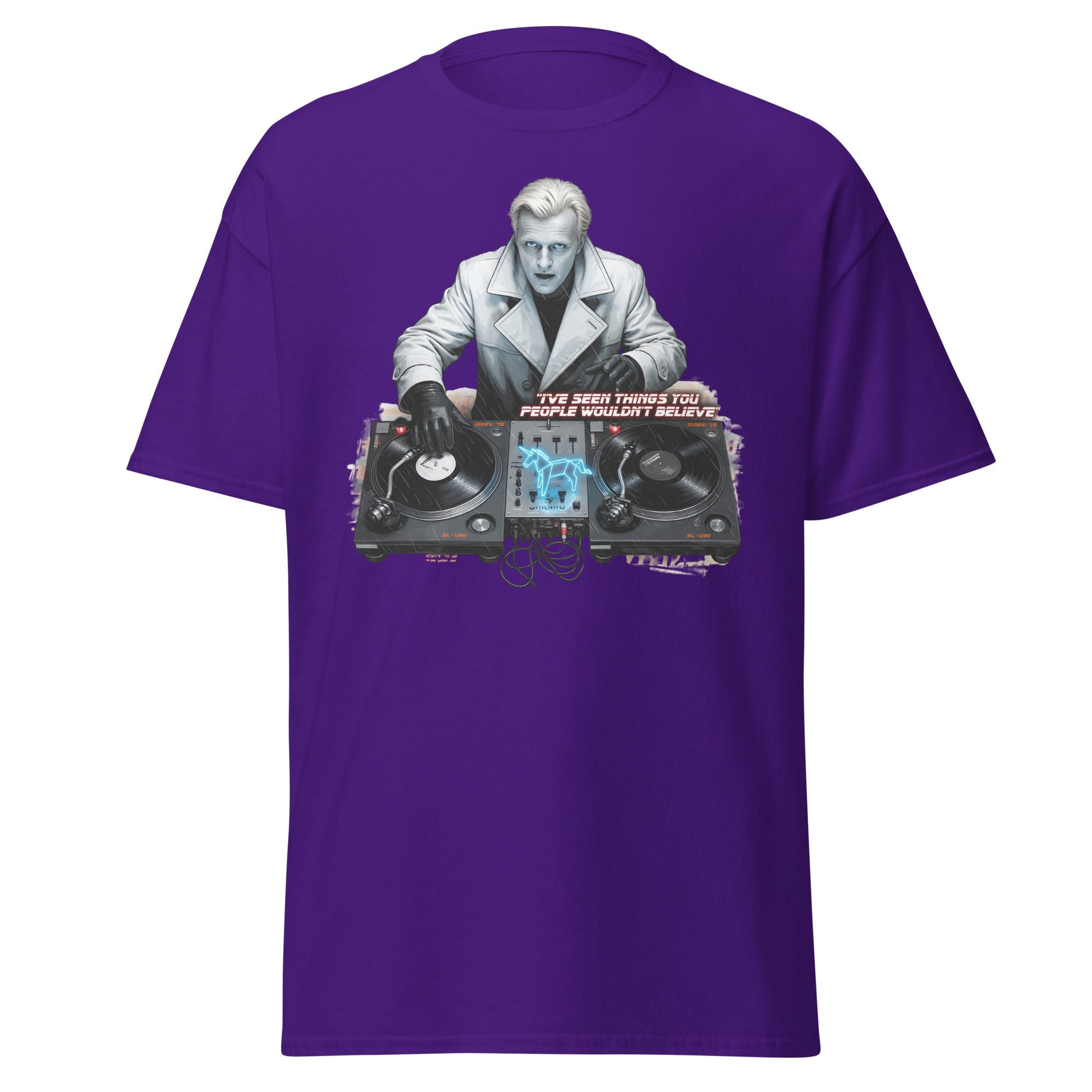 Roy Batty DJ Blade Runner Parody T-Shirt - Tears in Rain Tee - Purple - T-Shirts Online
