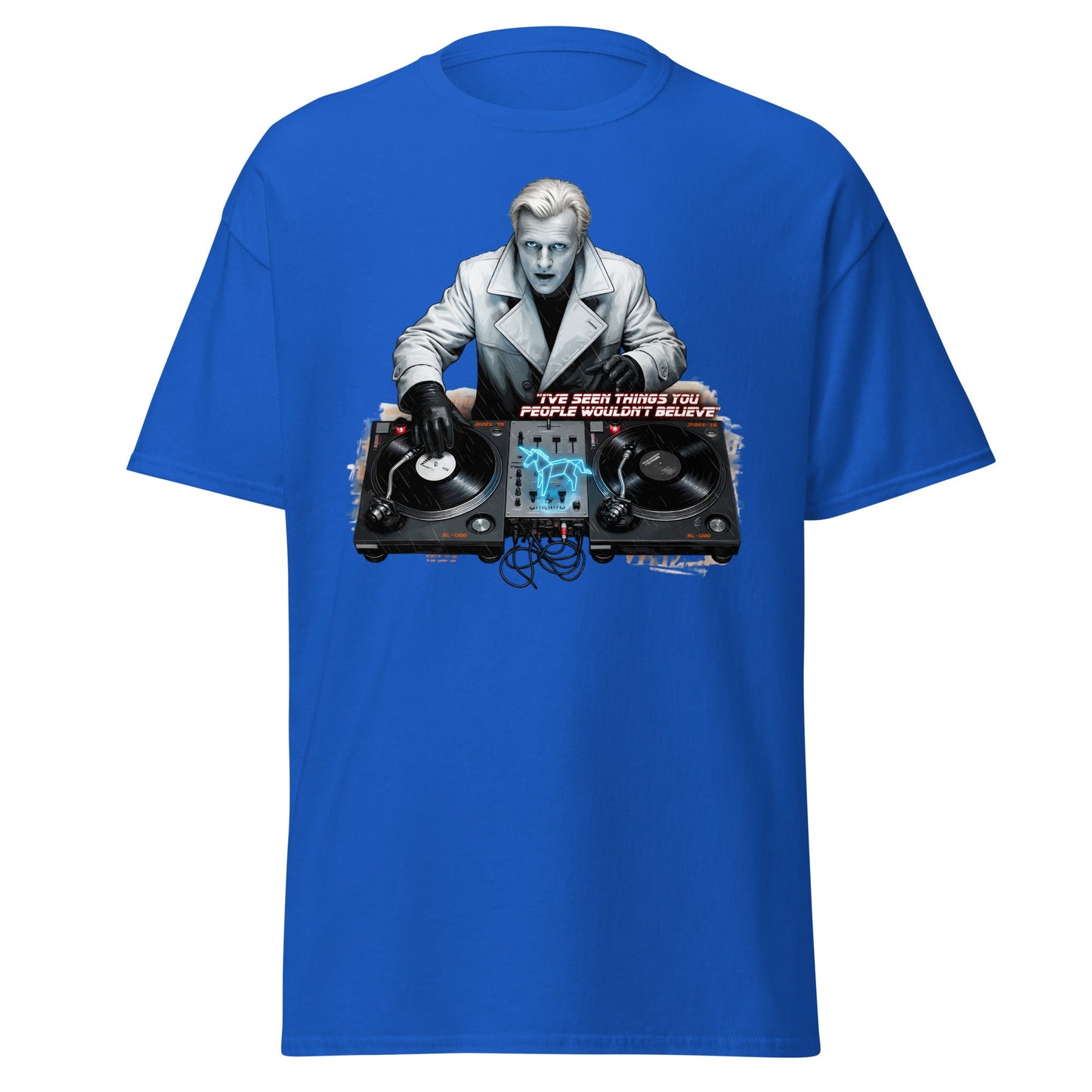 Roy Batty DJ Blade Runner Parody T-Shirt - Tears in Rain Tee - Royal - T-Shirts Online