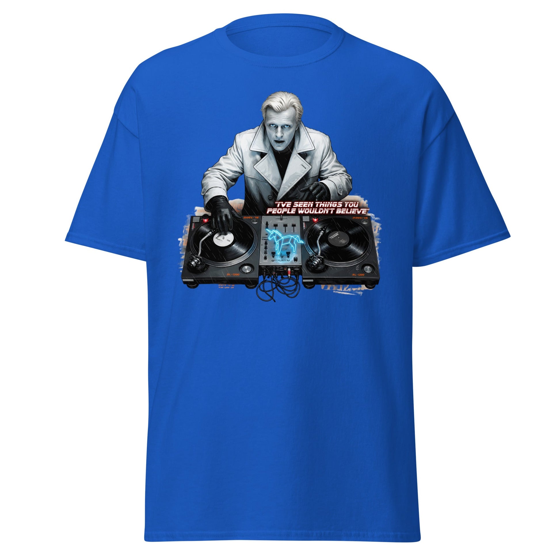 Roy Batty DJ Blade Runner Parody T-Shirt - Tears in Rain Tee - Royal - T-Shirts Online