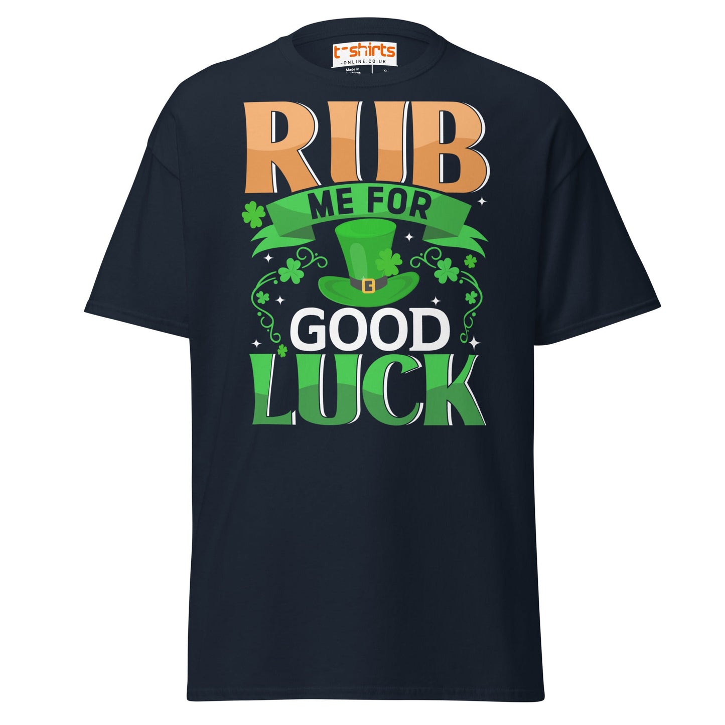Rub Me For Good Luck T-Shirt | Funny St. Patrick’s Day Tee - Navy - T-Shirts Online