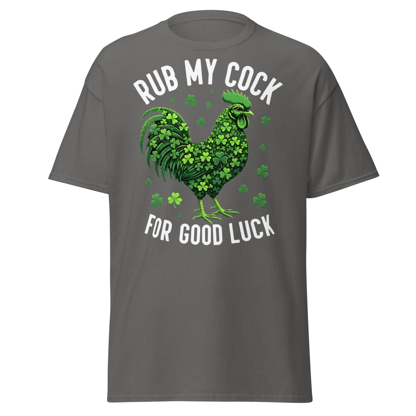 Rub My Cock For Good Luck T-Shirt | Funny St. Paddy's Tee - Charcoal - T-Shirts Online