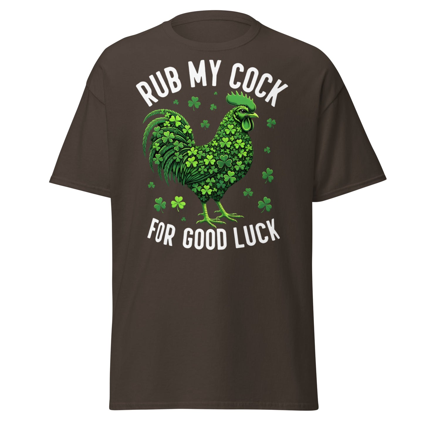 Rub My Cock For Good Luck T-Shirt | Funny St. Paddy's Tee - Dark Chocolate - T-Shirts Online