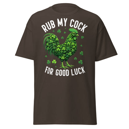 Rub My Cock For Good Luck T-Shirt | Funny St. Paddy's Tee - Dark Chocolate - T-Shirts Online