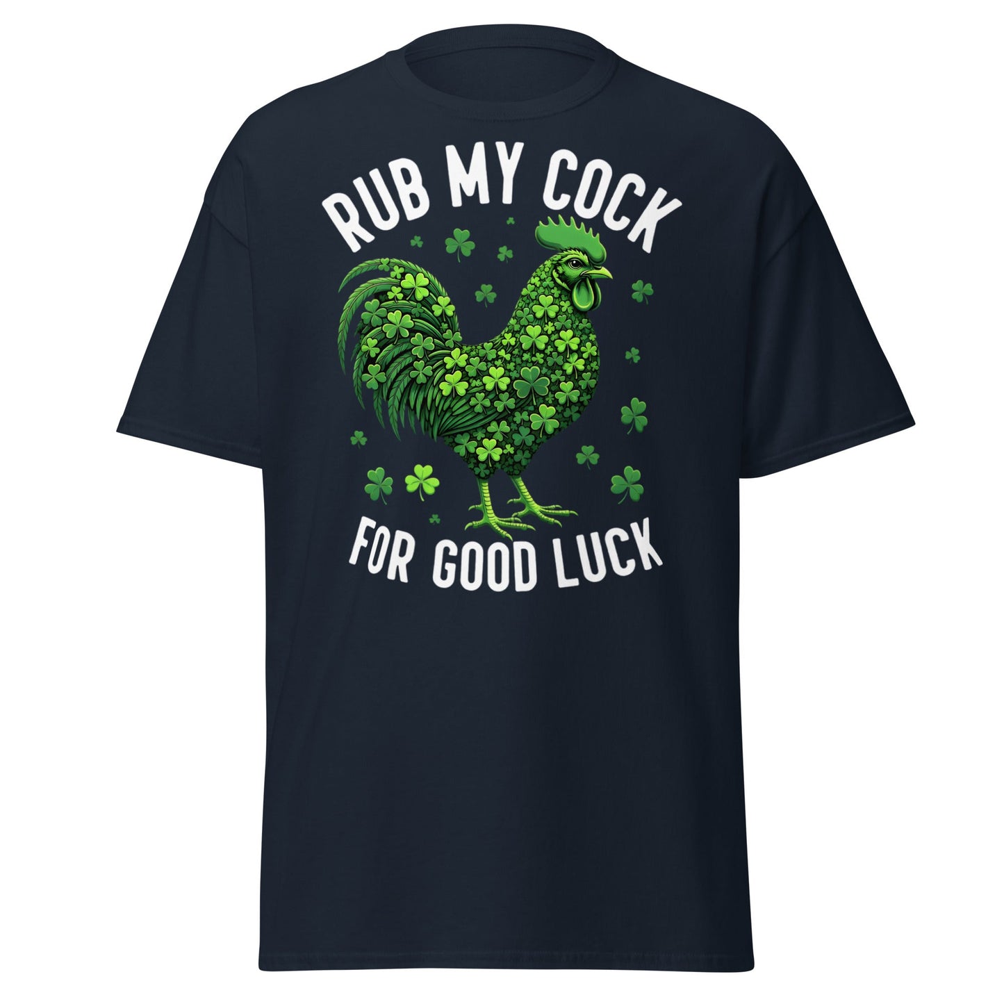 Rub My Cock For Good Luck T-Shirt | Funny St. Paddy's Tee - Navy - T-Shirts Online