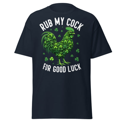 Rub My Cock For Good Luck T-Shirt | Funny St. Paddy's Tee - Navy - T-Shirts Online