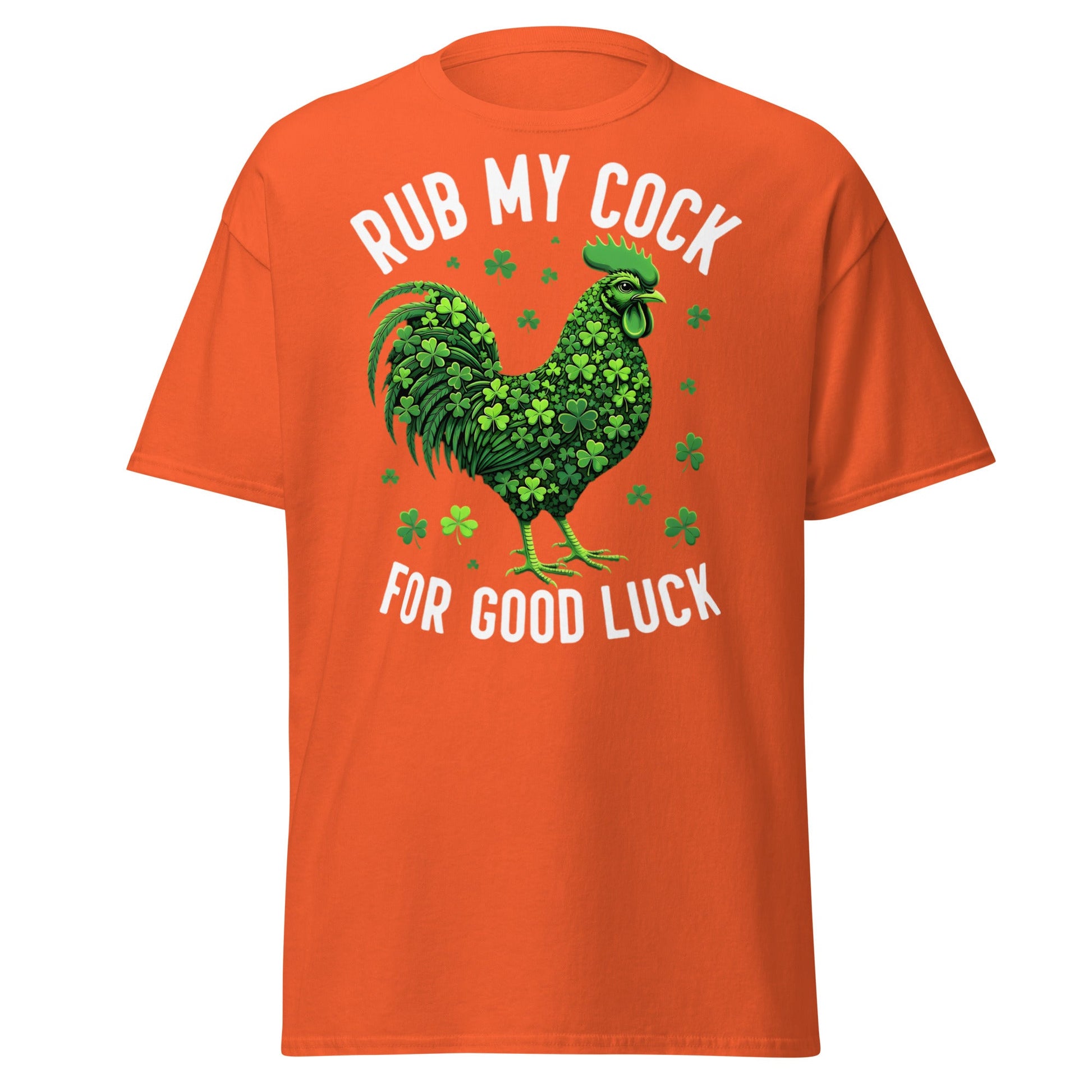 Rub My Cock For Good Luck T-Shirt | Funny St. Paddy's Tee - Orange - T-Shirts Online