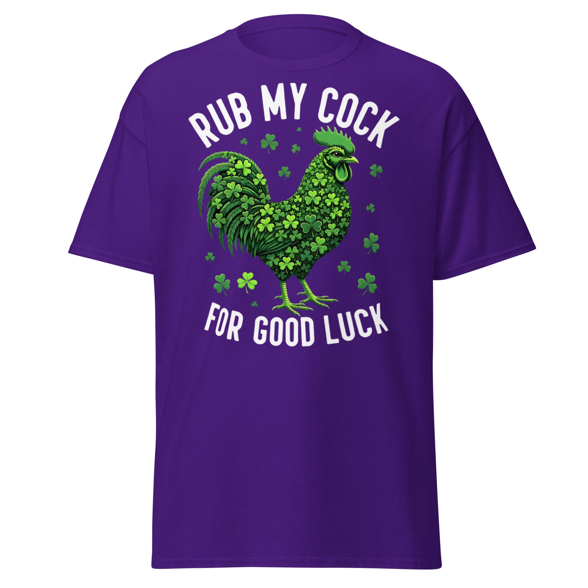 Rub My Cock For Good Luck T-Shirt | Funny St. Paddy's Tee - Purple - T-Shirts Online