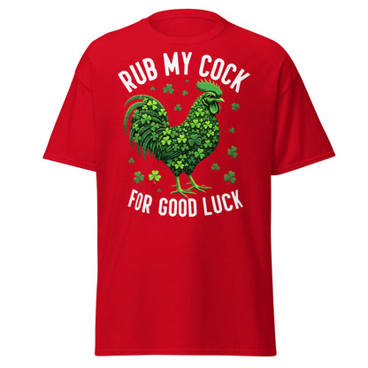 Rub My Cock For Good Luck T-Shirt | Funny St. Paddy's Tee - Red - T-Shirts Online