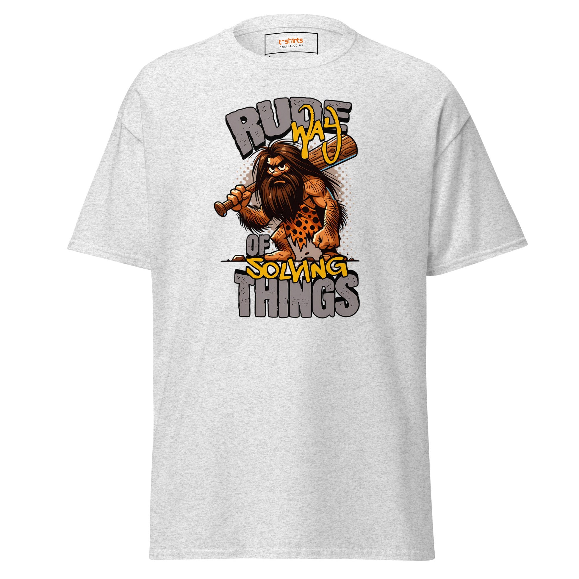 Rude Caveman | Bold Graphic Tee - Ash - T-Shirts Online
