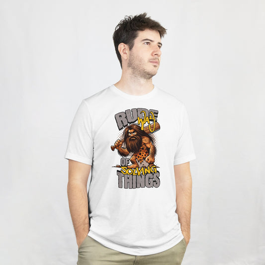 Rude Caveman | Bold Graphic Tee - Black - T-Shirts Online
