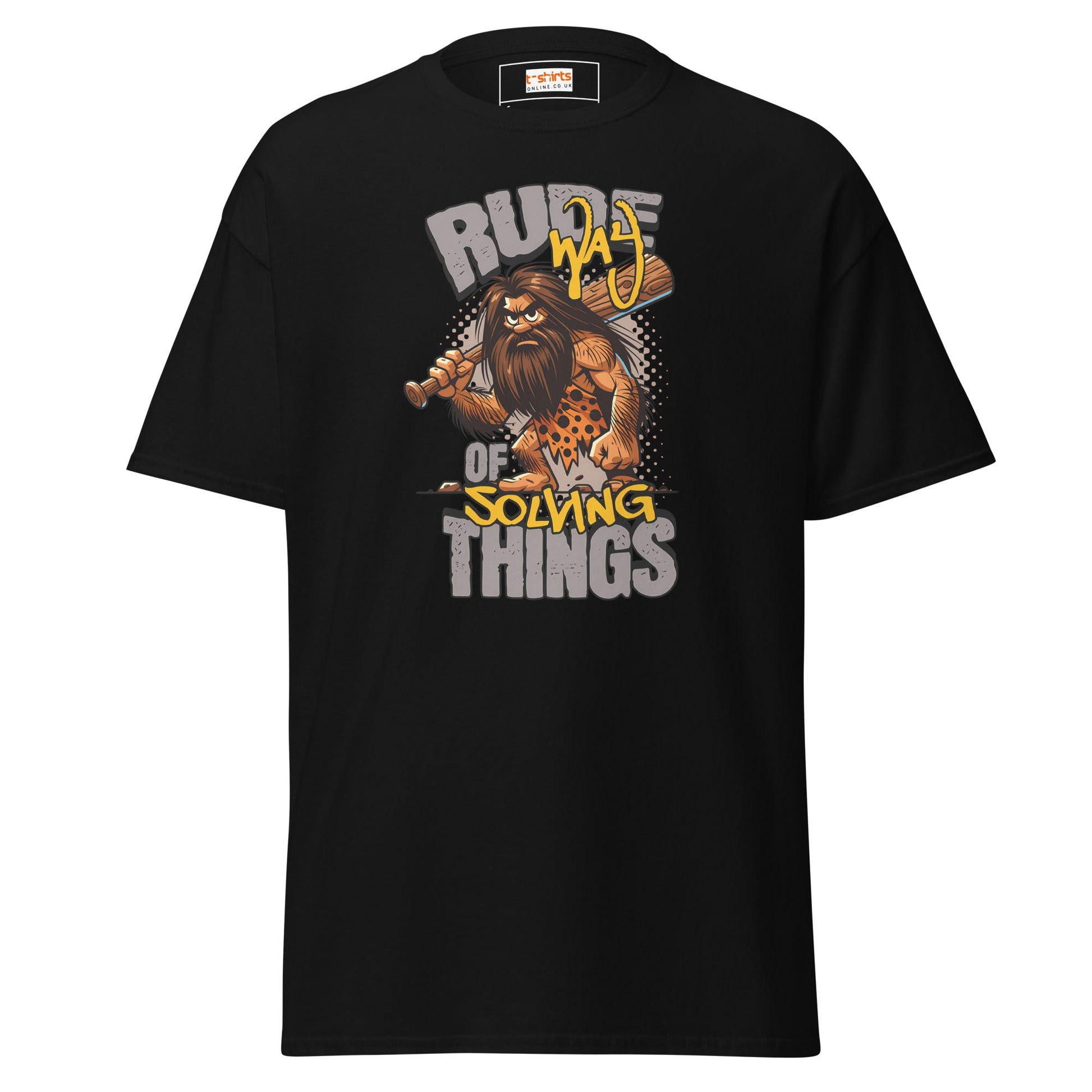 Rude Caveman | Bold Graphic Tee - Black - T-Shirts Online