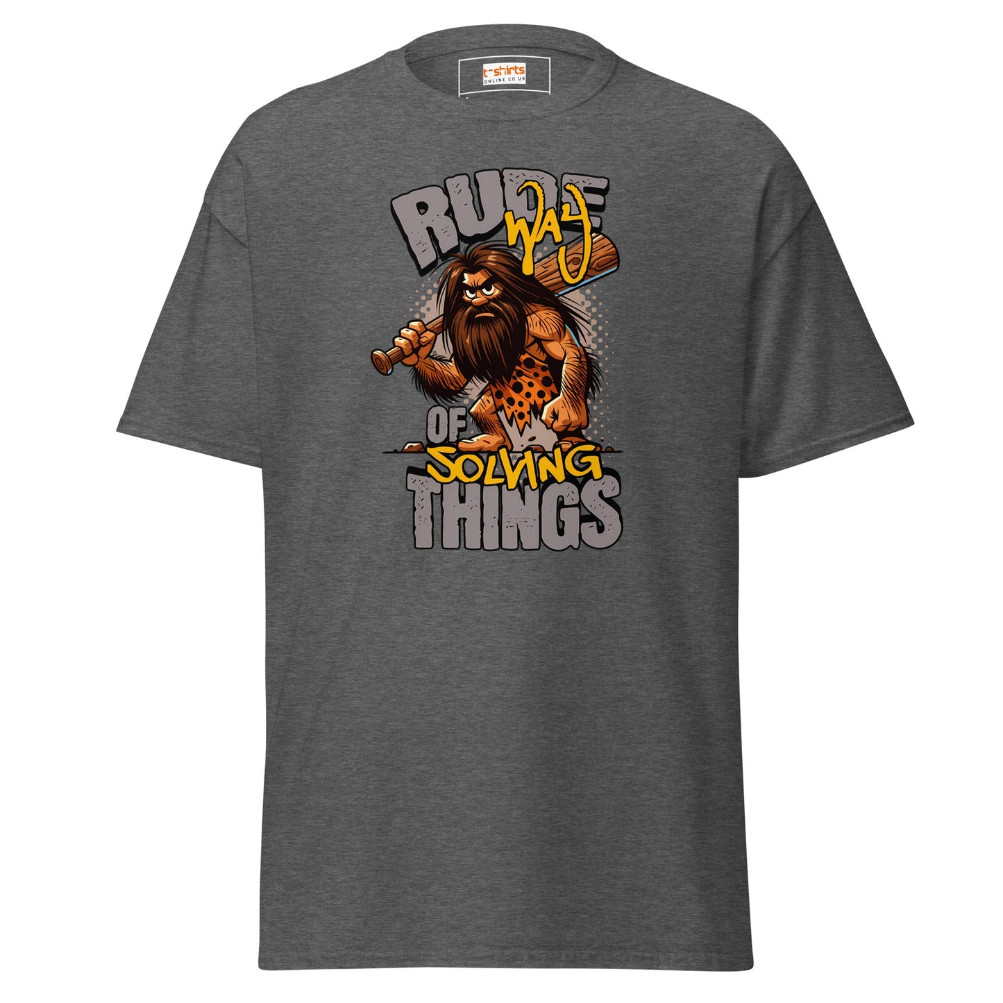 Rude Caveman | Bold Graphic Tee - Dark Heather - T-Shirts Online