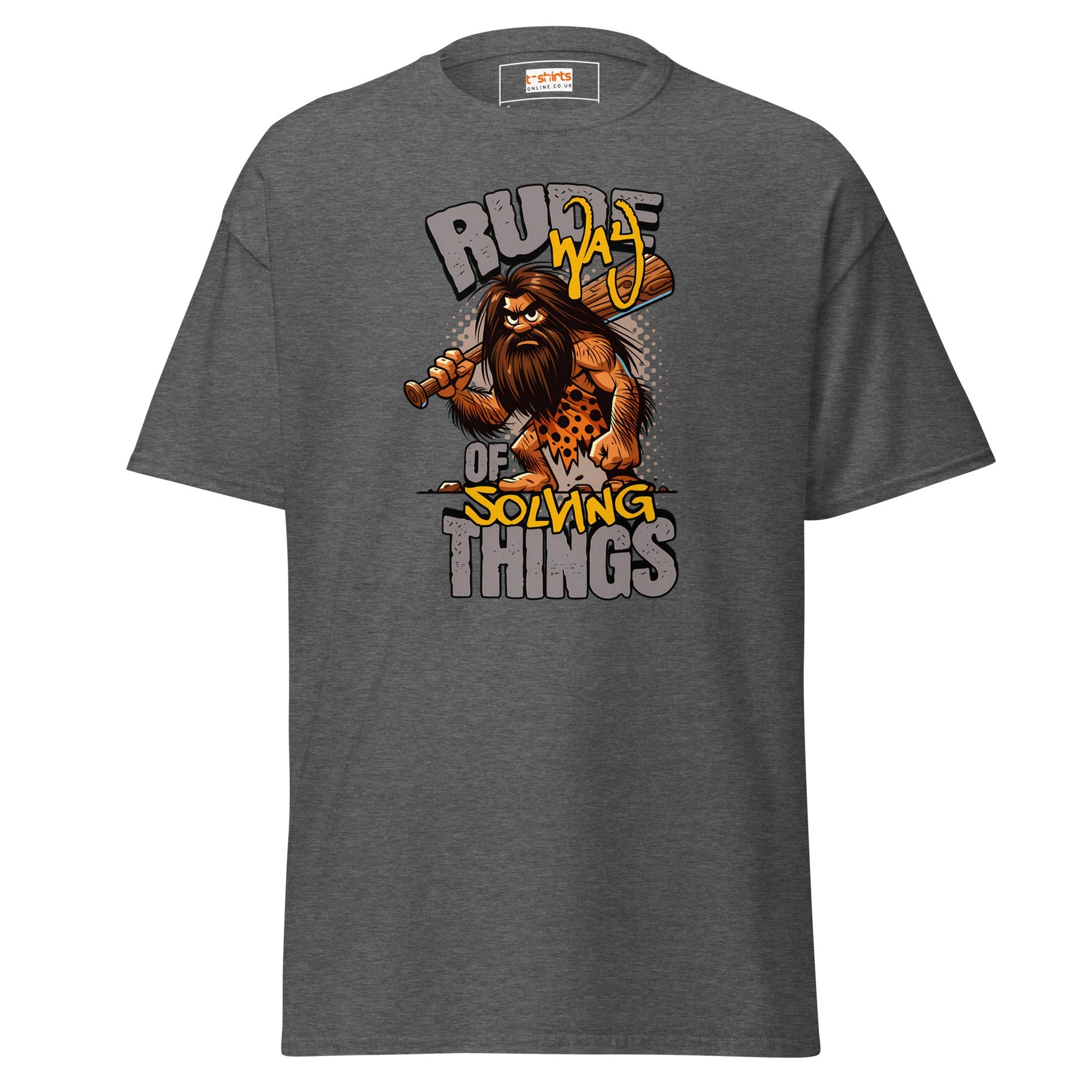 Rude Caveman | Bold Graphic Tee - Dark Heather - T-Shirts Online