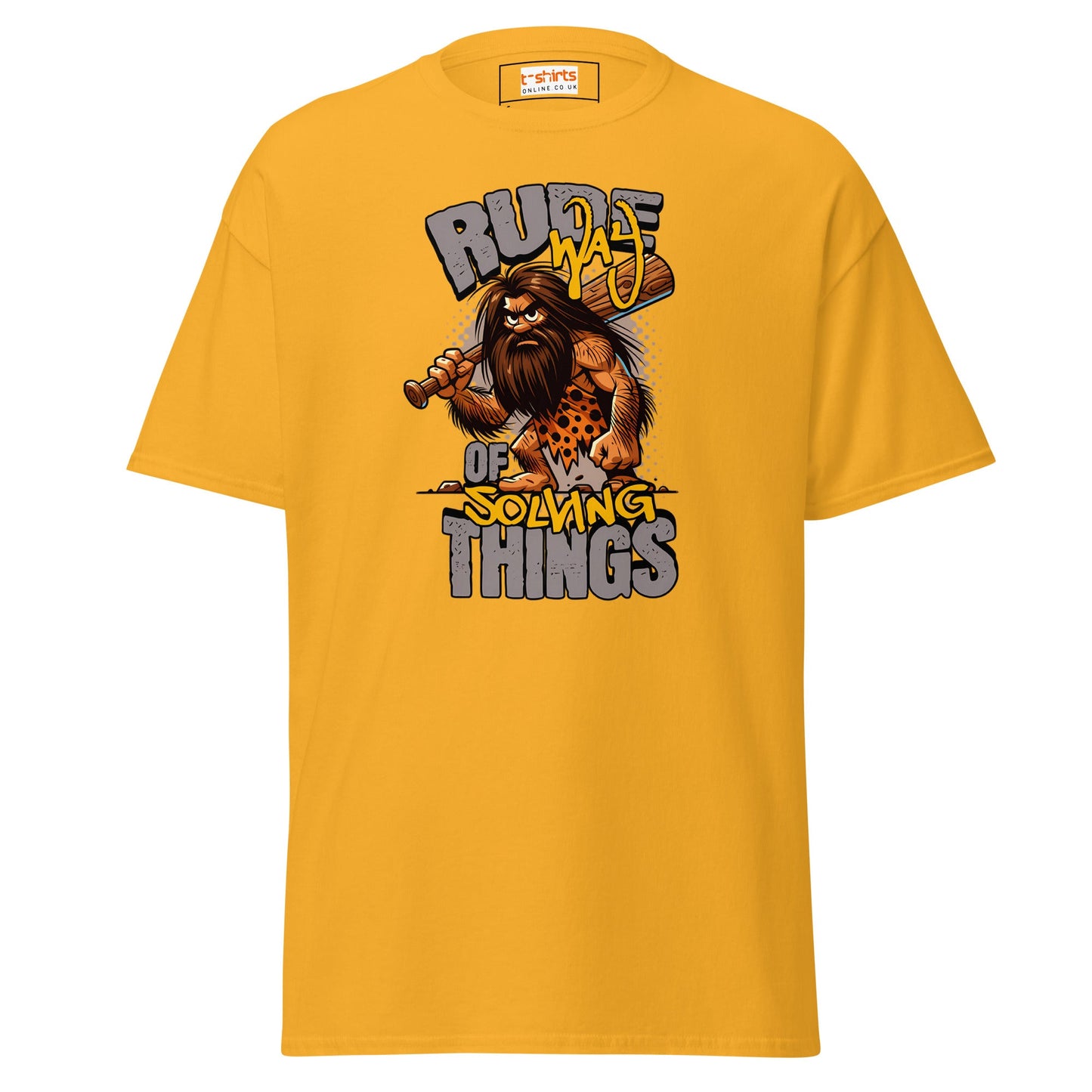 Rude Caveman | Bold Graphic Tee - Gold - T-Shirts Online
