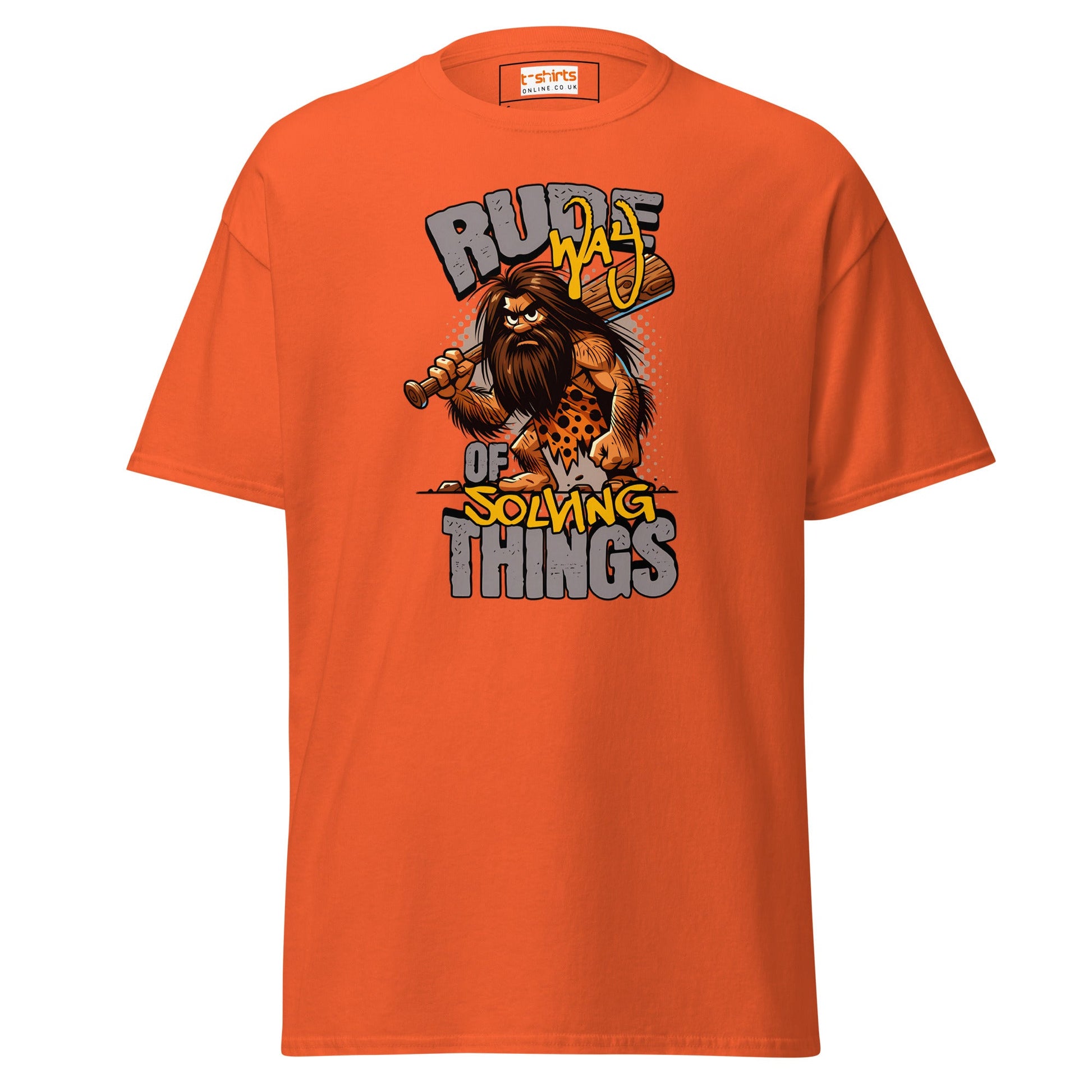 Rude Caveman | Bold Graphic Tee - Orange - T-Shirts Online